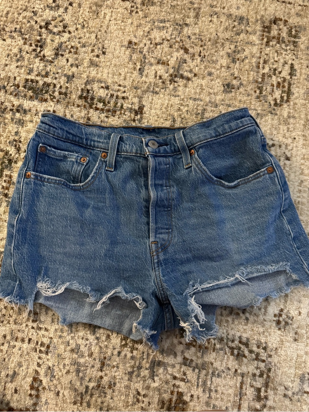 Levi's Distressed Blue Denim Cutoff Shorts